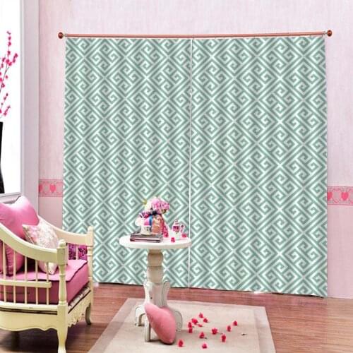 Modern Geometric Mesh Window Curtains Green For Living Room Blackout Indoor Drapes Kids Curtains Custom any size