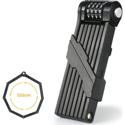 Heavy Duty Folding Bicycle Lock MTB Road Bike Security Anti-theft Password Lock Cycling Bracket Compact Safety Fold Lock