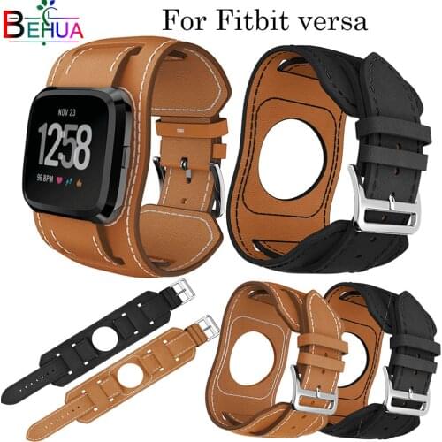 Comfort Leather Sport strap For Fitbit versa Replacement new fashion Smart Fitness wrist Watch Band With Stainless Watch buckle