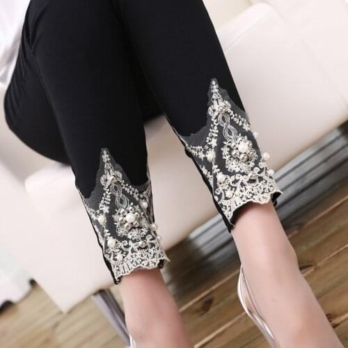 Girl jewelery Handtailor patchwork spliced pants Embroidery Rhinesto Cotton Blended panties casual skinny street pant leggings