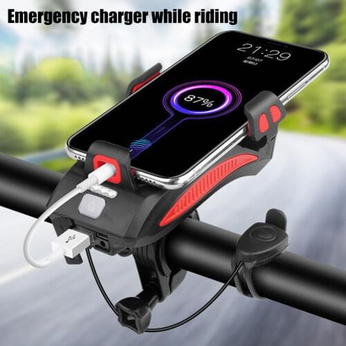 Bicycle T6 LED 400LM Headlight Multifunctional 4 in 1 with Power Bank Alarm Horn Biking Portable Dustproof Cycling Parts
