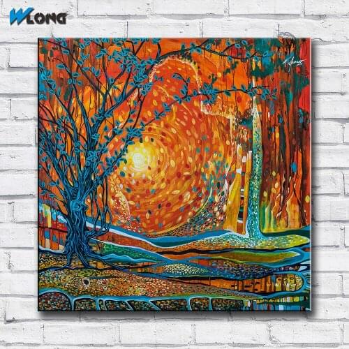 Wlong Art Printing Oil Painting Canvas The woods in the morning Wall Art , Wall Pictures for Living room Bedroom Office No Frame