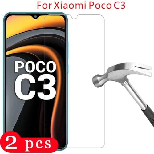 2Pcs 9H for xiaomi Poco C3 X3 M2 F2 pro X2 Pocophone F1 tempered glass mi play screen protector phone protective film smartphone