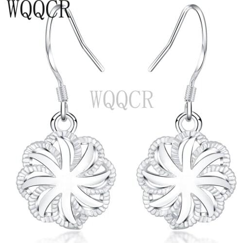 Fashion 925 Sterling Silver Color Windmill Graphic Pendant Earring Jewellery Lady Gift Birthday Wholesale