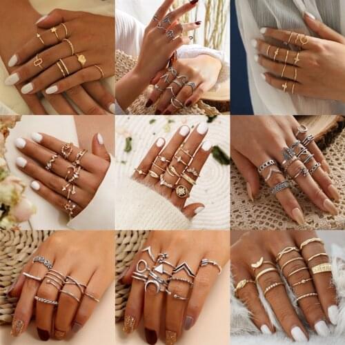 Modyle Geometric Moon Silver Color Rings for Women Minimal Simple Minimalist Jewelry Punk Fashion Boho Joint Finger Rings