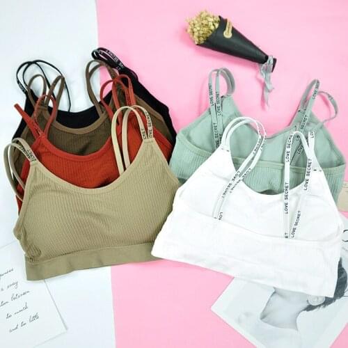 Women Underwear Stripe Vest Breathable Detachable Pads Bralette Seamless Crop Top Bralette For Ladies Tank Crop Camisole Female