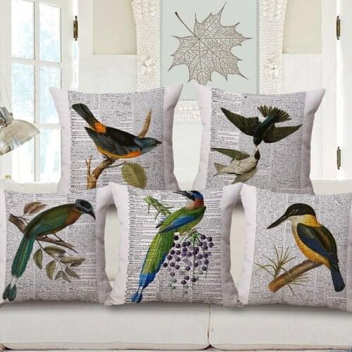 1 piece Hot Fashion Pastoral American Bird Floral Pattern Seat hug pillow Cover Decorative Home Chair Throw Pillows Case 45x45cm