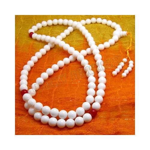 10mm Tibetan Buddhism 108 ceramic Prayer Bead Mala Necklace