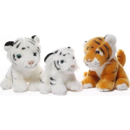 15-20cm Brown White Sitting Little Tiger Stuffed Plush Baby Toy Doll Simulation Lifelike Vivid Real Good Quality