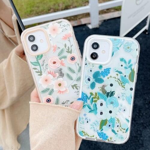 2 in 1 Vintage Flowers Shockproof Phone Case For iPhone 11 Pro Max 12 Pro XR XS Max X 7 8 Plus Case Soft Bumper Protective Cover