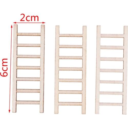3Pcs Mini Wooden Step Ladder Fairy Garden Miniatures DIY Dollhouse Miniatures Fairy Garden Ornament Decoration