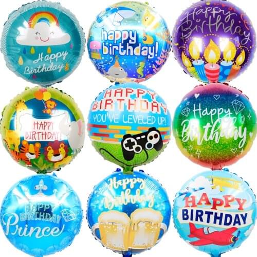 5 pcs 18 inch Aluminum Mold Balloons Cartoon Animation Happy Birthday Text Helium Globos Party Decoration Baby Shower Kid Toys