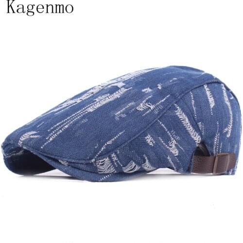 Kagenmo Denim Old Style Berets Short Brim Summer Hat Denim Classic Beret Unisex Leisure Outdoor Sunscreen Cap Dad Hats