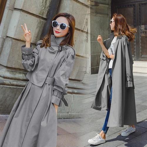 UK Brand new Fashion 2020 Fall /Autumn Women Solid Casual Simple Classic Maxi Trench Long coat Chic Female windbreaker