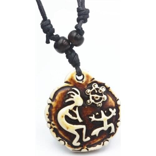 Puerto Rico Tribal Style Coqui Taino Sun Frog Kokopelli Pendant Necklace Men Women Wax Cord necklace jewelry XL61