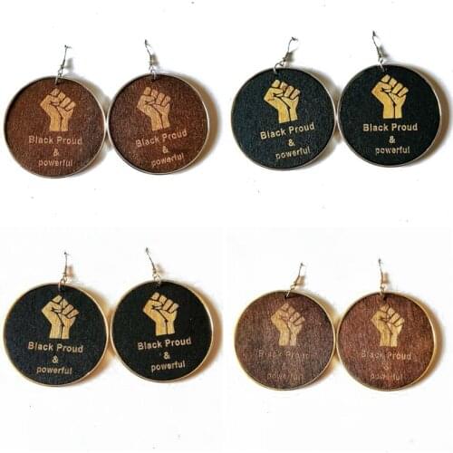 Wood Earrings for Women Street Style Fashion Round Cute Drop Earrings Female Jewelry Cool Rock Black Africa Accessories Gifts