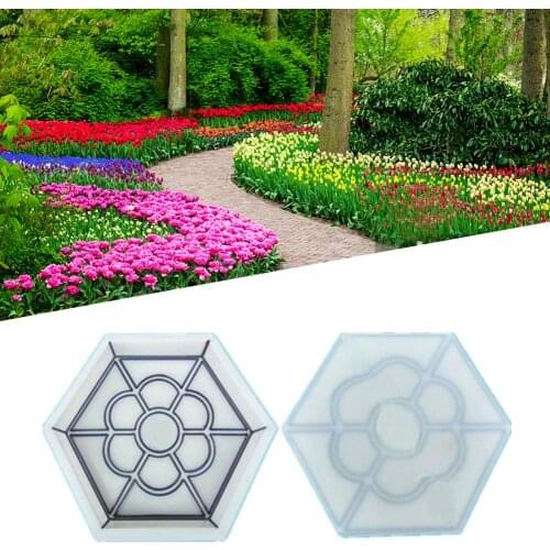 DIY Square Garden Path Concrete Plastic Brick Mold Plum Flower Shape Paving Propylene Pavement Walkway Garden Accessories