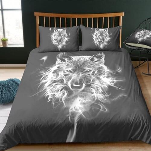 Fanaijia 3D Cool Wolf Duvet Cover Set with Pillowcase Comforter Black Bedding Set Luxury King Size Quilt Cover