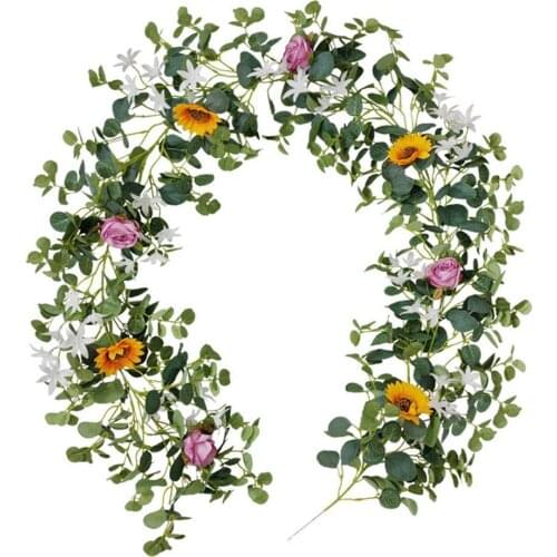 Fake Sunflower Vine Artificial Rattan Hanging Home Hotel Office Wedding Party Garden Craft Art Decor