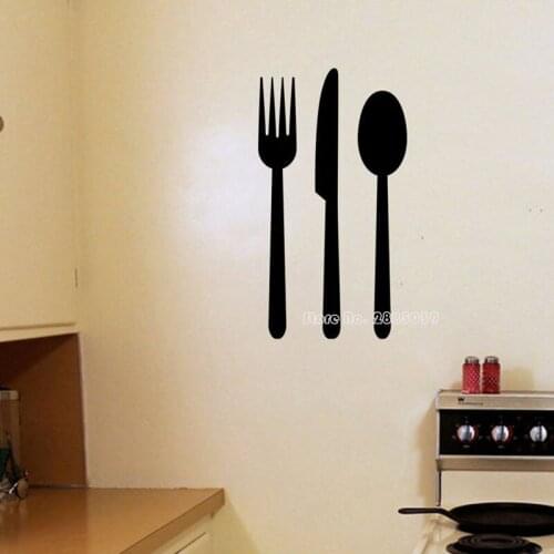 Food Utensils Decal Wall Vinyl Sticker Family Mural Fork Knife Spoon Kitchen Diner Mamas Kitchen Retro Kitchen Theme LL142