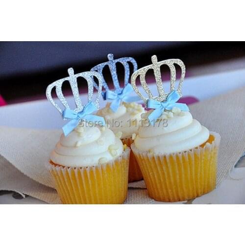 Little prince cupcake toppers - Little Prince Baby Shower - King Crown Picks wedding baby shower birthday party favors
