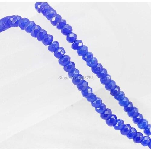 Fashion 2x4mm Chalcedony Accessories Jewelry making Design Gifts Faceted Lake Blue Abacus Loose Beads DIY Natural Stone 15inch