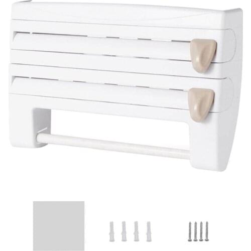 Multi-Function Fridge Spice Rack Kitchen Organizer, 13 in 1 Kitchen Holder Rack Cling Film Tin Foil Paper Roll Dispenser Towel S