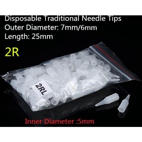 100pcs 2R Needle caps tips Disposable Tattoo Permanent makeup needle tips Traditional needle caps 2 R Needle Cap Tip 2 RL