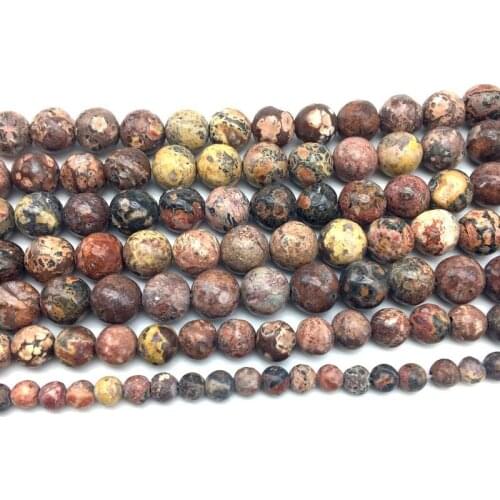 Natural Stone Round Spacer Stone Beads Red Leopard Jaspers Stone Round Smooth 4 6 8 10 12 mm DIY Jewelry Making