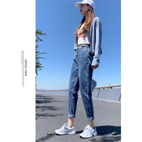 2020 autumn and winter new high-waisted jeans women straight leg loose and thin all-match fashionable jeans women