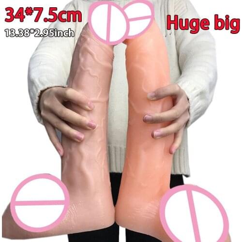 34*7.5cm huge dildo super big thick realistic penis giant large dildo adult sex toys for woman long soft dildos for women