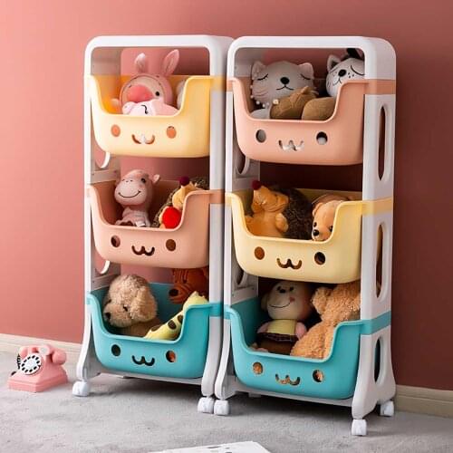Kids Toys Organizer 2/3 Tiers Multifunction Storage Rack Holder Plastic Bin Box Sundries Organizer Children Playroom Stand Shelf