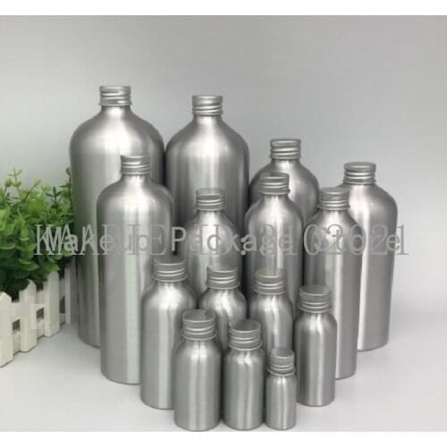 2pcs 10/30/50/60/80/100ml Aluminum silver empty bottle Screw cap cosmetic jar Sample Perfume essential oil Refillable bottles