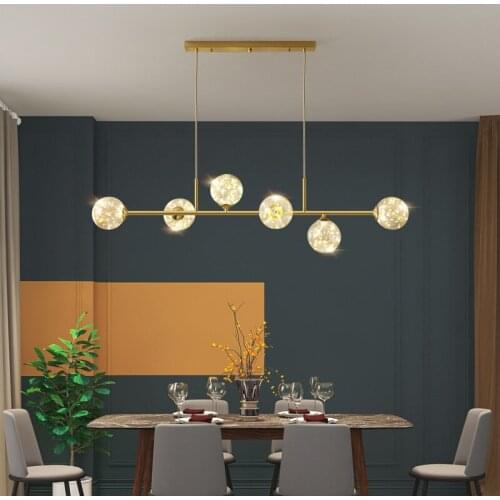 All copper dining room lamp Nordic net red chandelier modern simple lamp star bar study bedroom light luxury Chandelier