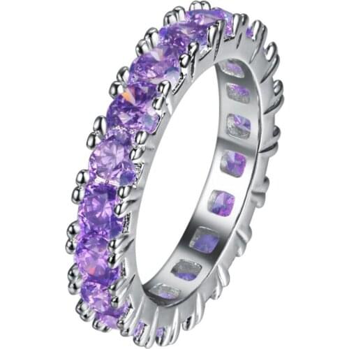 Three Color 5A Cubic Zirconia Luxury Jewelry 925 Sterling Silver Filled Party Modern stylish Women Wedding Band Cute Ring Gift