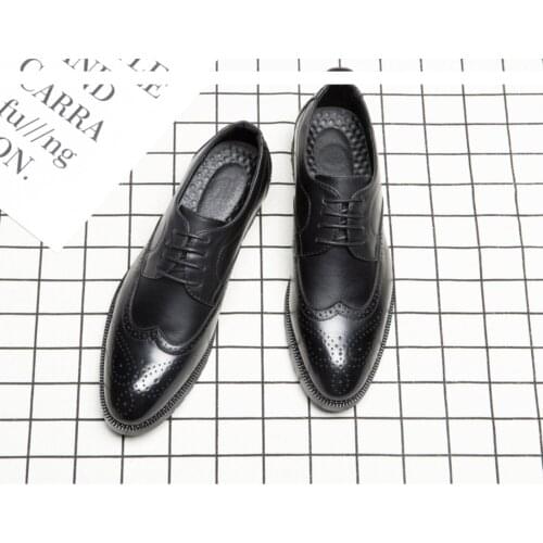 Men Dress Shoes Male Leather Classic Brogue Shoes Flats Oxfords For Wedding Office Business