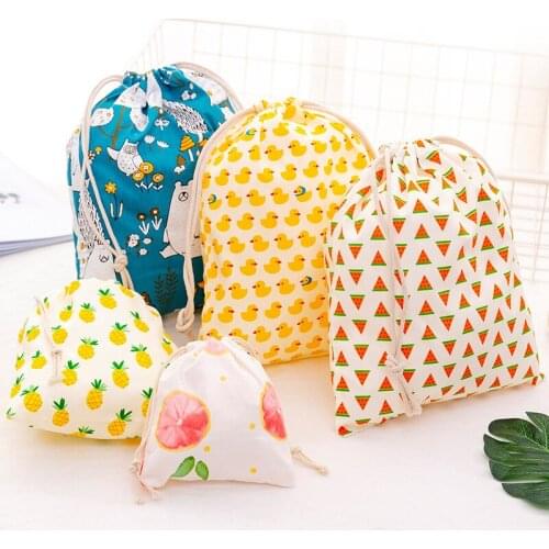 Home Travel Convenient Beam Port Drawstring Cotton Small Change Storage Bag Cosmetic Finishing Admission Package Dust