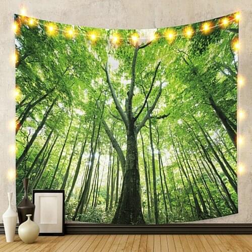 Lush Forest Sun Tapestry Vintage Exotic Summer Plant Nature Frame for Bedroom Photography Wall Decor