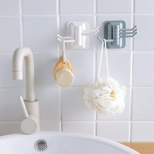 Rotating Hook Self-adhesive Towel Rack Bathroom Wall Shelf Free Punch Traceless Wall Mounted Hook JS22