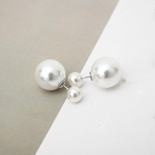 New Korean Pendientes Earrings Ball Shape Stud Earrings for Women Double-sided Imitation Pearl Ear Stud brincos para as mulheres