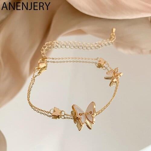 925 Sterling Silver Butterfly Charm Bracelet for Women Elegant White Shell Zircon Chain Bracelet Birthday Gift