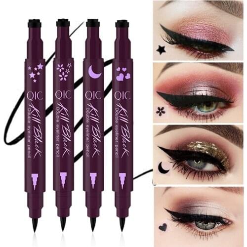 5 Kind Liquid Waterproof Eyeliner Stamp Pencil Double Head Eye Liner Pen Easy To Wear Quick-dry Eye Makeup Black Eyeliner Marker