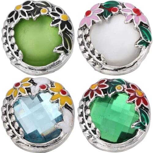 10pcs/lot New Snap Button Jewelry Hollow Box Flower Metal Snap Buttons Fit 18mm Snap Bracelet Bangles Women DIY Snap Jewelry