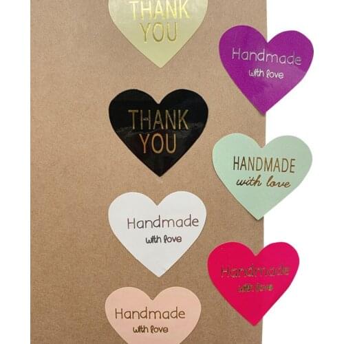 1000pcs Colorful Bronzing Thank you Handmade with love Scrapbooking Labels Sealing Sticker DIY Self-Adhesive package sticker