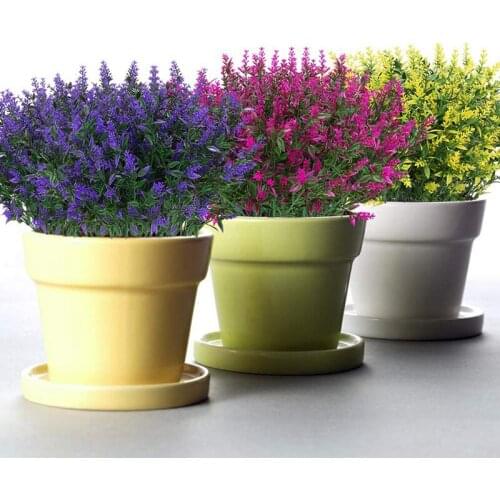 24 Bundles Outdoor Artificial Lavender Fake Flowers No Fade Faux Plastic Plants for Garden Patio Porch Decor Artificial Plants