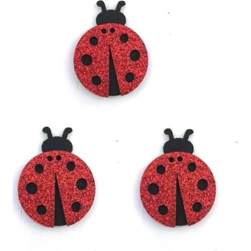30pcs Glitter Ladybug for DIY Girl Beetle Accessories Kawaii Animal Hair Clip For Baby Kids Headwear Patches