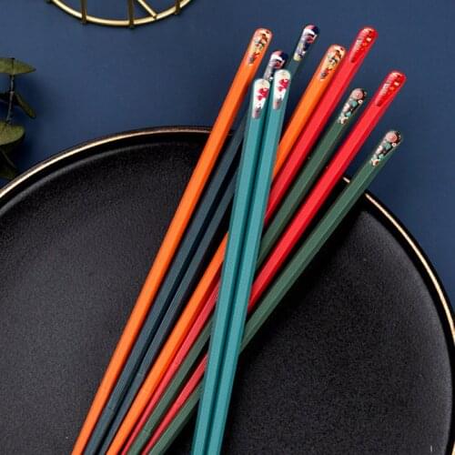 5 Pair DIY Handmade Non-slip Kitchen Gadgets Mix Color Japanese Style Set Pointed Chopsticks Nice Gift Reusable Tableware