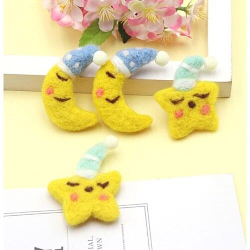 5 Pcs Baby Wool Felt Cute Moons Stars Newborn Photography Props Decorations Infant Photo Shooting Accessories
