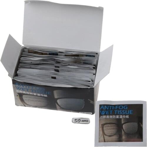 50Pcs Anti-Fog Wipes for Glasses Pre-moistened Antifog Lens Individually Wrapped Disposable Defogger Eyeglass