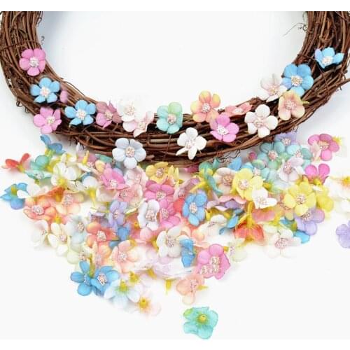 50pcs Silk Flower 2cm Artificial Flower Multicolor Mixing Fake Daisy Flower for Wedding Home Party Decoration Garland Headdress
